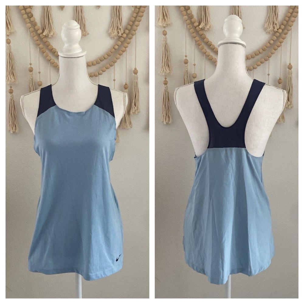 Nike arctic blue tank top athletic shirt racerback seamless mesh elastika small - Picture 1 of 16